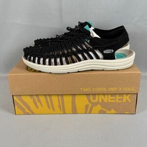 Keen Uneek Sport Sandals Mens Size 10 Black Aqua Blue 1030571 Stretch New NIB